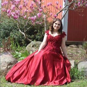 Red ball gown